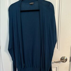 Express Teal Blue Cardigan Sweater Lightweight Open-Front